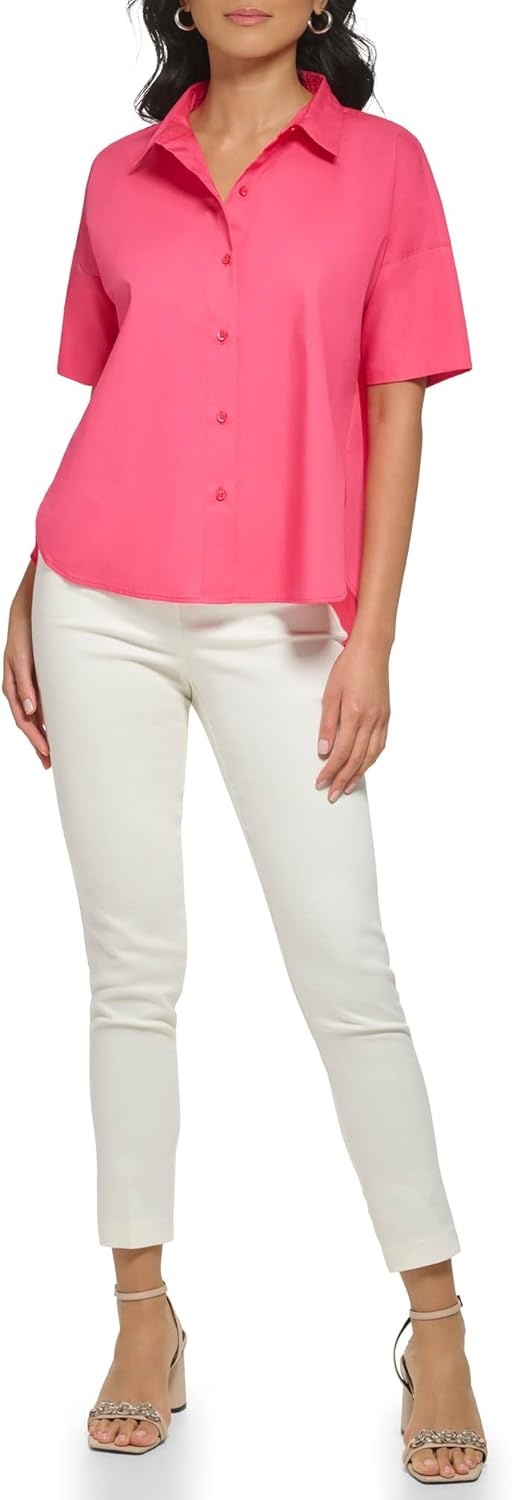 Женская блузка Calvin Klein Hi Lo из поплина с коротким рукавом и застежкой на пуговицы, Rosebud
Женская блузка Calvin Klein Hi Lo из поплина с коротким рукавом и застежкой на пуговицы, Rosebud