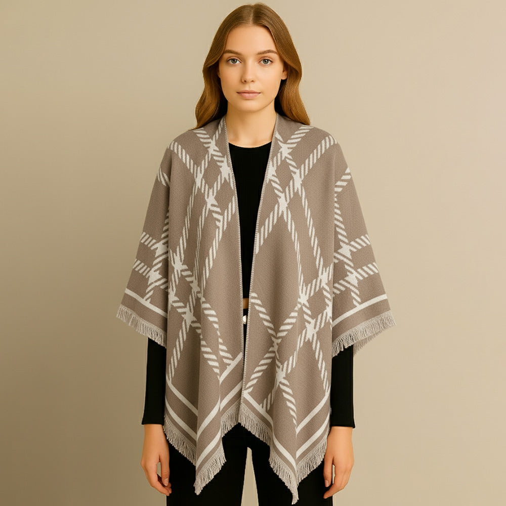 Руана-пончо с клетчатым принтом TRUEDAMES, бежевый
Руана-пончо с клетчатым принтом TRUEDAMES, бежевый