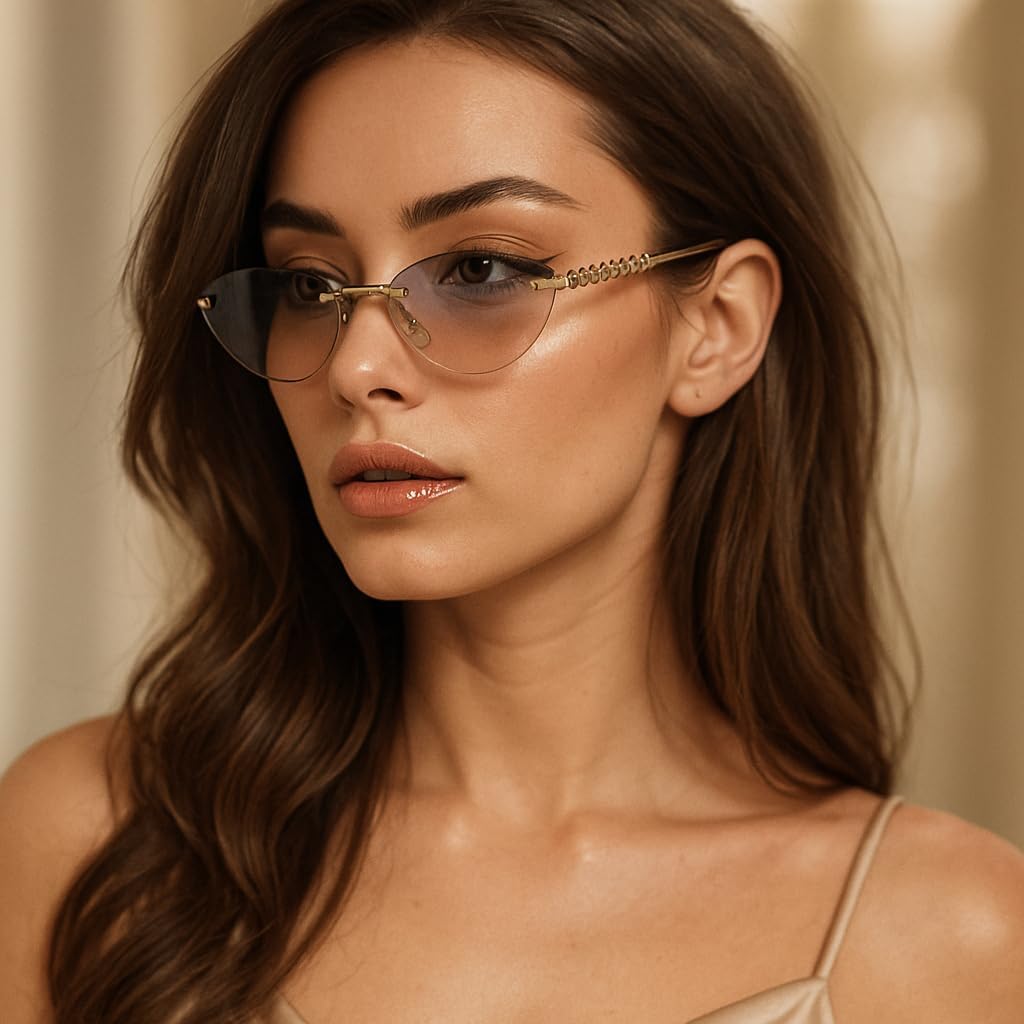 bullabulling Модные безободковые металлические солнцезащитные очки «кошачий глаз» в винтажном стиле, маленькие овальные очки с защитой от УФ-излучения UV400 для женщин и мужчин, для активного отдыха на природе, Lightgray Silver
bullabulling Модные безободковые металлические солнцезащитные очки «кошачий глаз» в винтажном стиле, маленькие овальные очки с защитой от УФ-излучения UV400 для женщин и мужчин, для активного отдыха на природе, Lightgray Silver