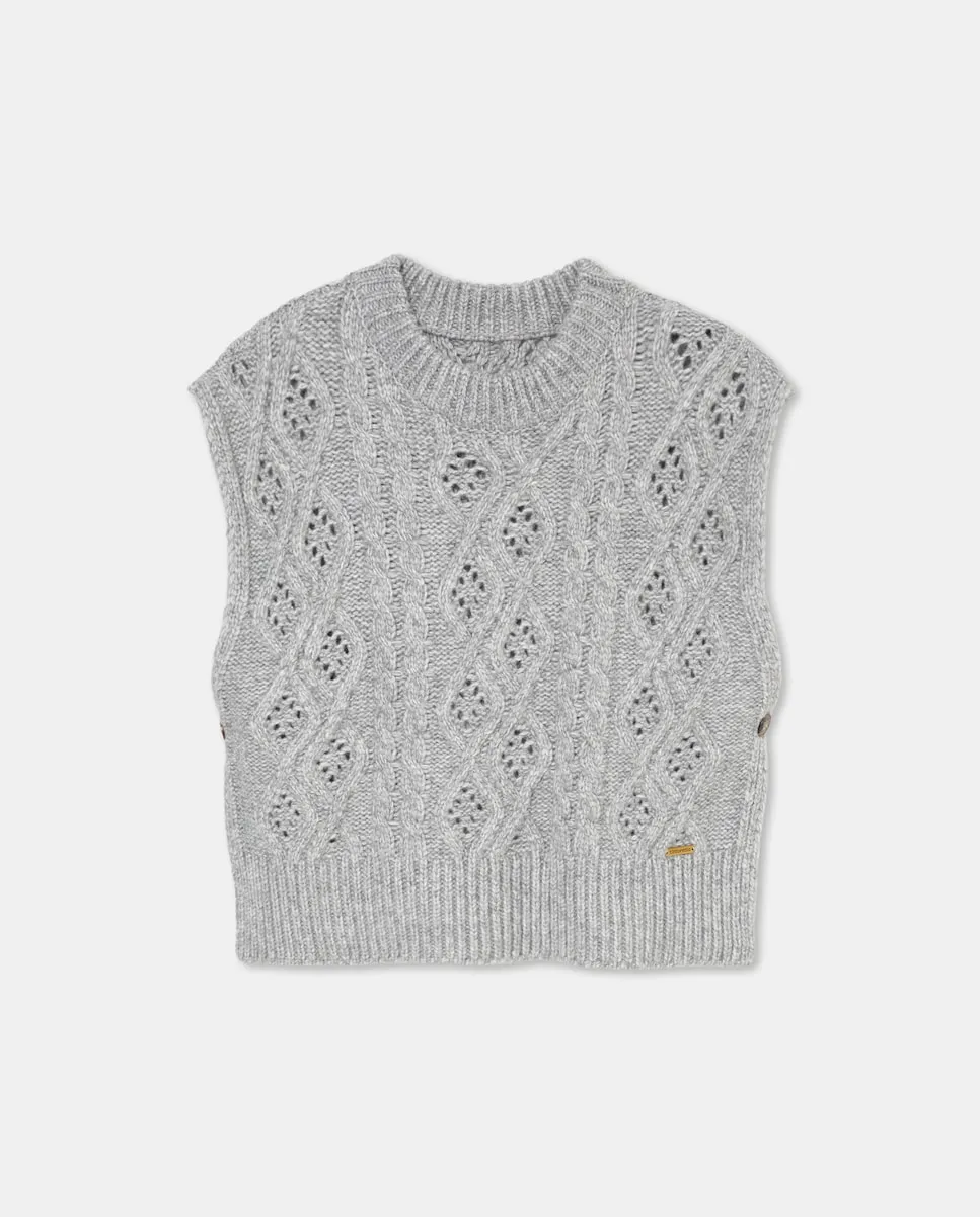 Вязаный жилет с листочками Tintoretto, светло-серый
Вязаный жилет с листочками Tintoretto, светло-серый