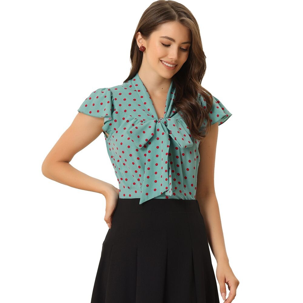 Женская летняя офисная блузка в горошек с галстуком-бабочкой и V-образным вырезом с оборками и рукавами-крылышками ALLEGRA K, цвет Light Green
Женская летняя офисная блузка в горошек с галстуком-бабочкой и V-образным вырезом с оборками и рукавами-крылышками ALLEGRA K, цвет Light Green