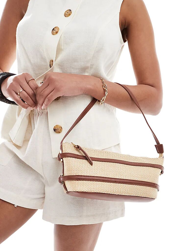 Соломенная сумка через плечо с коричневыми ремешками ASOS DESIGN, Коричневый, Соломенная сумка через плечо с коричневыми ремешками ASOS DESIGN 
Соломенная сумка через плечо с коричневыми ремешками ASOS DESIGN, Коричневый, Соломенная сумка через плечо с коричневыми ремешками ASOS DESIGN