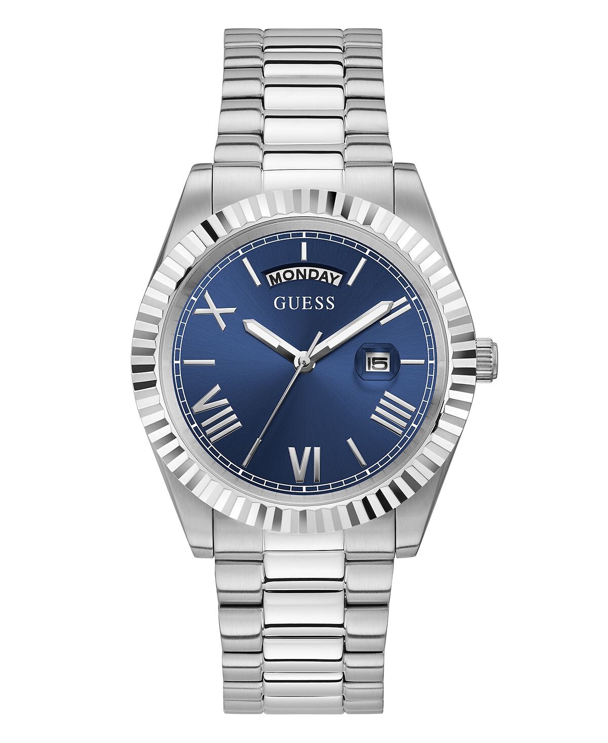 Мужской браслет из нержавеющей стали серебристого цвета, часы с календарем и датой, 42 мм GUESS
Мужской браслет из нержавеющей стали серебристого цвета, часы с календарем и датой, 42 мм GUESS