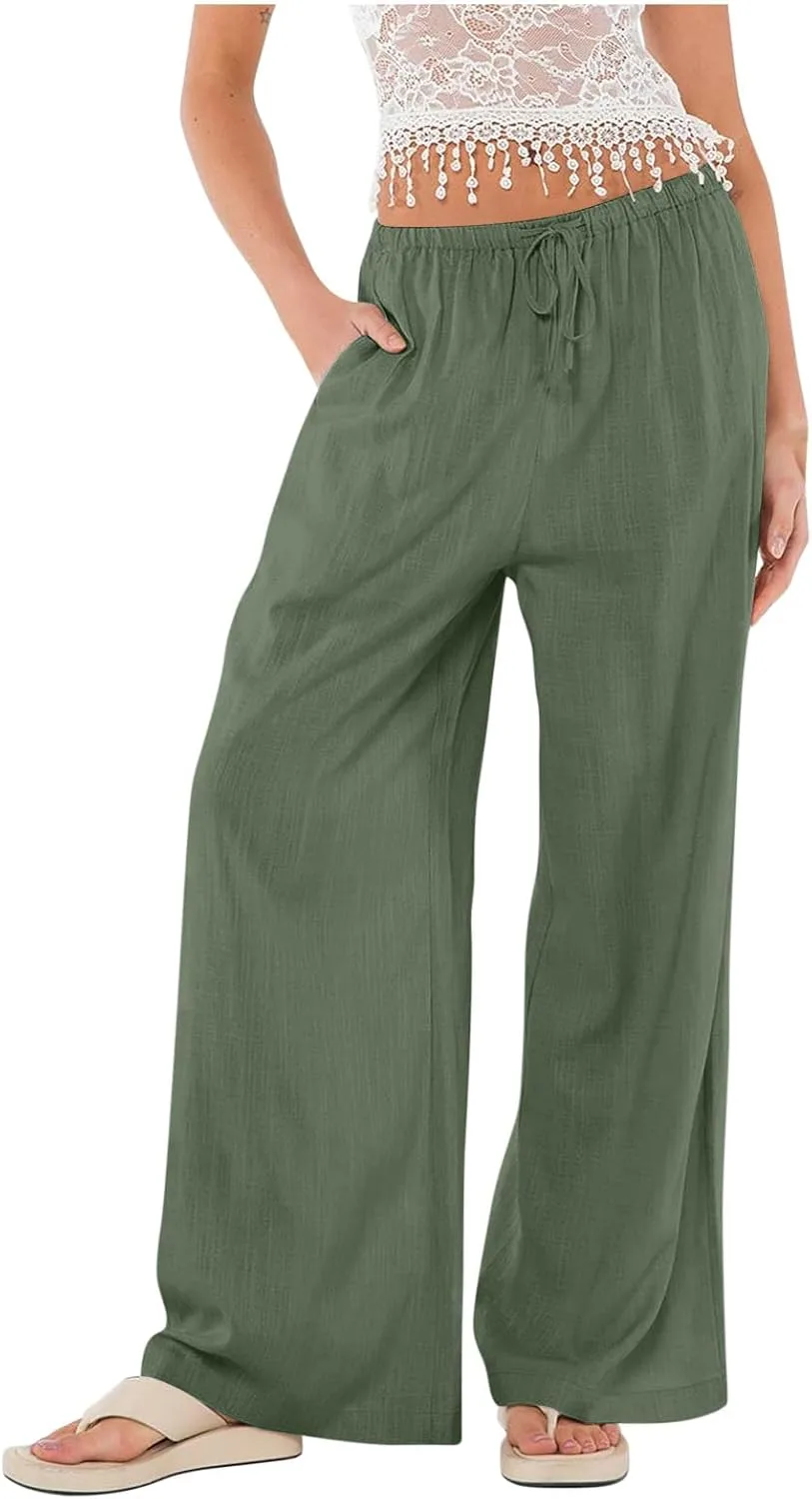 Женские хлопковые льняные брюки JOAU летние широкие свободные с высокой талией и карманами
Женские хлопковые льняные брюки JOAU летние широкие свободные с высокой талией и карманами