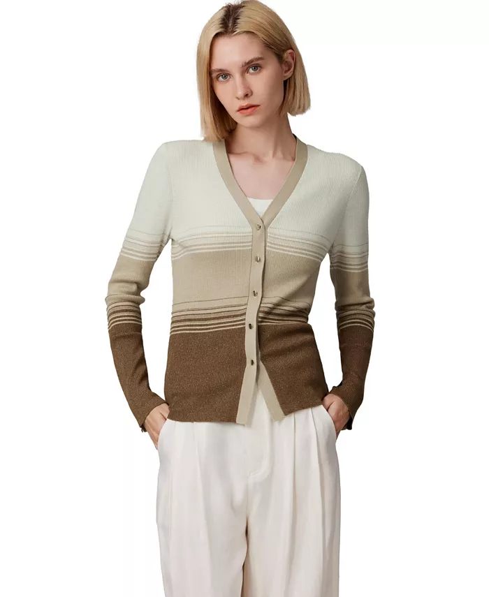 Женский шерстяной кардиган с люрексом | Свитер с V-образным вырезом и металлическими пуговицами | Ультрамягкий трикотаж с блестками в рубчик | Кардиганы, которые можно стирать в стиральной машине JENNIE LIU, коричневый
Женский шерстяной кардиган с люрексом | Свитер с V-образным вырезом и металлическими пуговицами | Ультрамягкий трикотаж с блестками в рубчик | Кардиганы, которые можно стирать в стиральной машине JENNIE LIU, коричневый