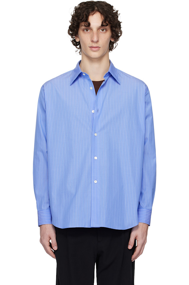 Рубашка из высококачественной ткани Suvin в полоску Auralee, синий
Рубашка из высококачественной ткани Suvin в полоску Auralee, синий