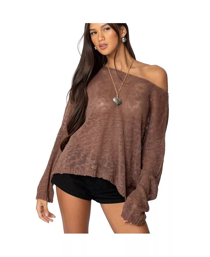 Женский оверсайз свитер Bri с лодочкой Edikted, коричневый
Женский оверсайз свитер Bri с лодочкой Edikted, коричневый