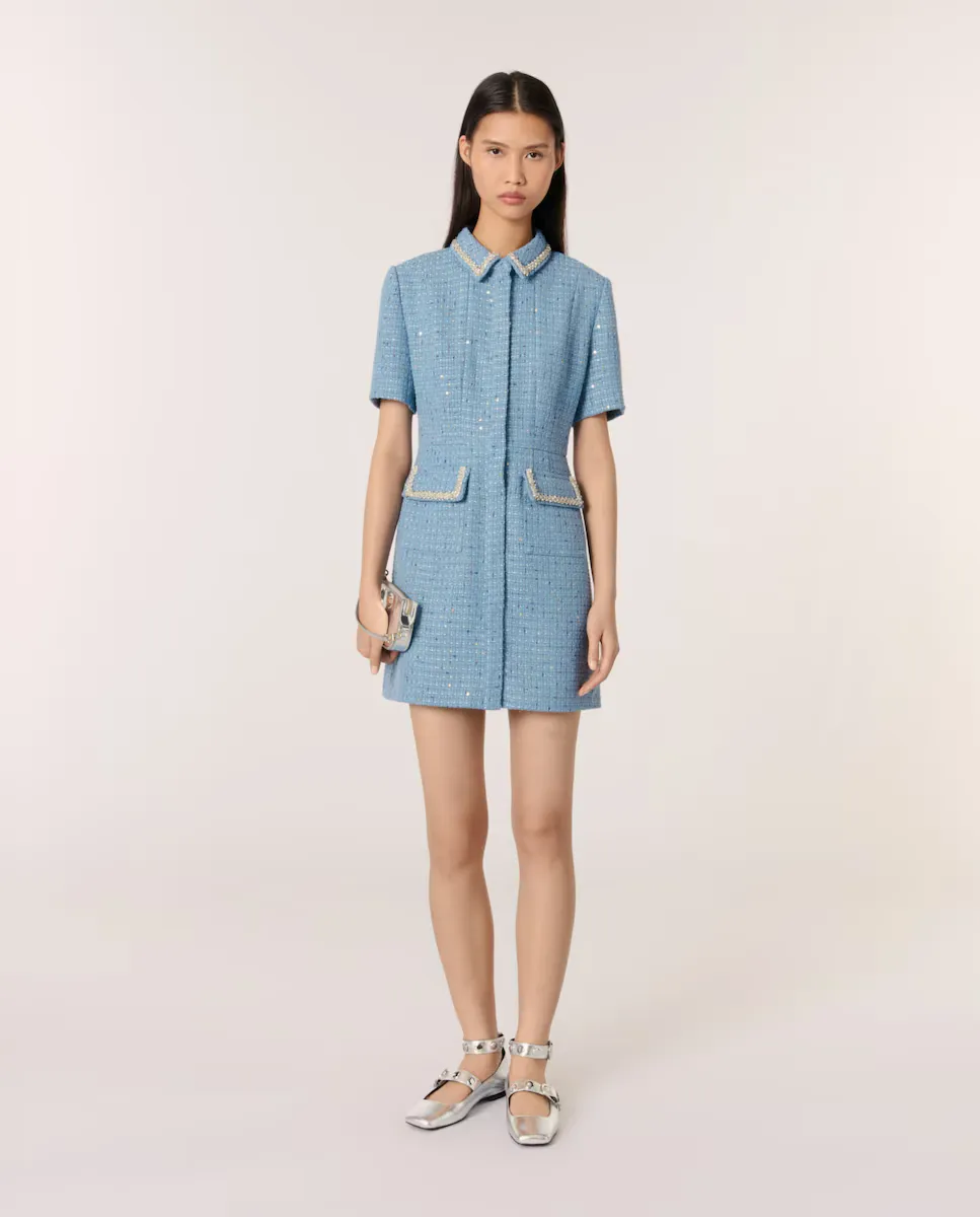 Короткое твидовое платье с пайетками Maje, синий
Короткое твидовое платье с пайетками Maje, синий