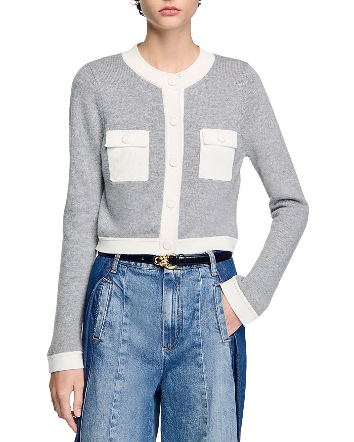 Двухцветный кардиган Sandro, серый
Двухцветный кардиган Sandro, серый