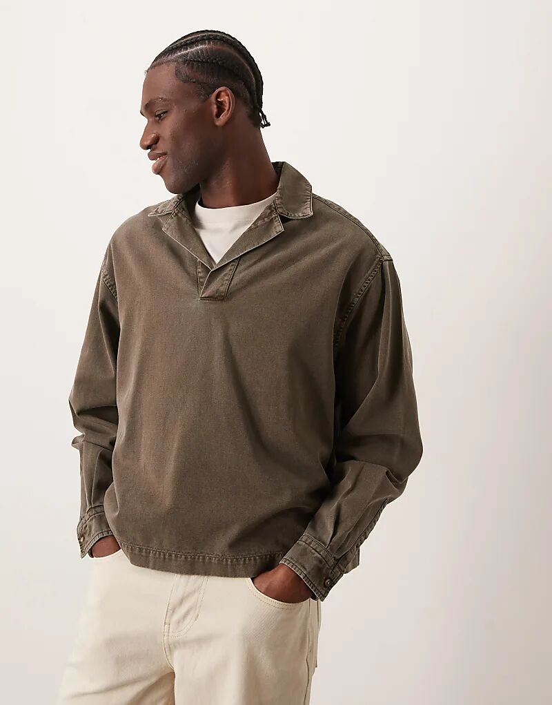 Свободная рубашка с воротником-стойкой цвета хаки ASOS DESIGN
Свободная рубашка с воротником-стойкой цвета хаки ASOS DESIGN