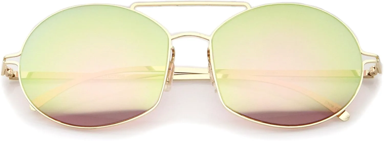 Солнцезащитные очки zeroUV в современной тонкой металлической оправе с перемычкой над переносицей, цветными зеркальными линзами, круглые, 59 мм, Gold / Pink Mirror
Солнцезащитные очки zeroUV в современной тонкой металлической оправе с перемычкой над переносицей, цветными зеркальными линзами, круглые, 59 мм, Gold / Pink Mirror