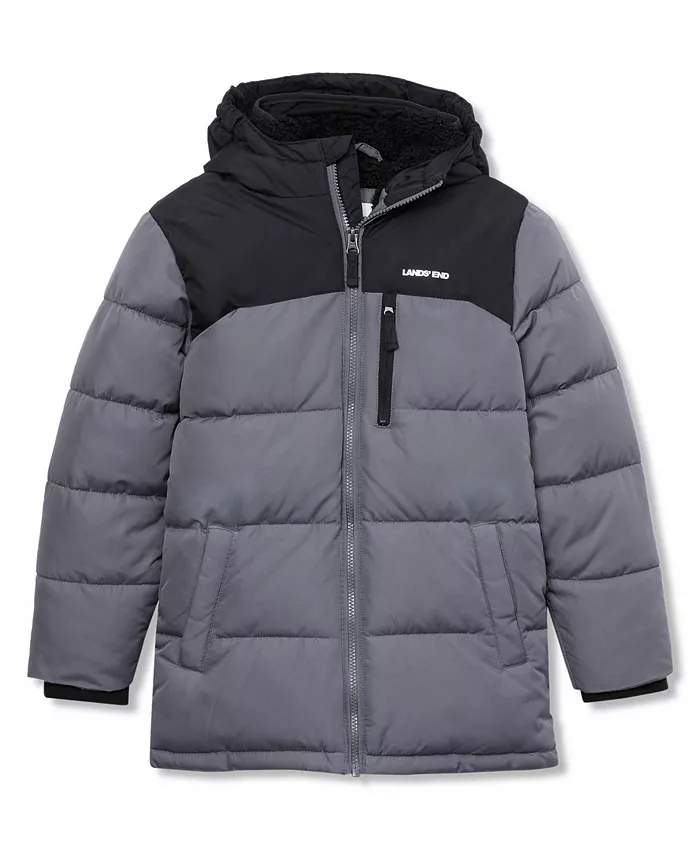 Водонепроницаемое пальто с высоким ворсом для мальчиков Lands' End, серый