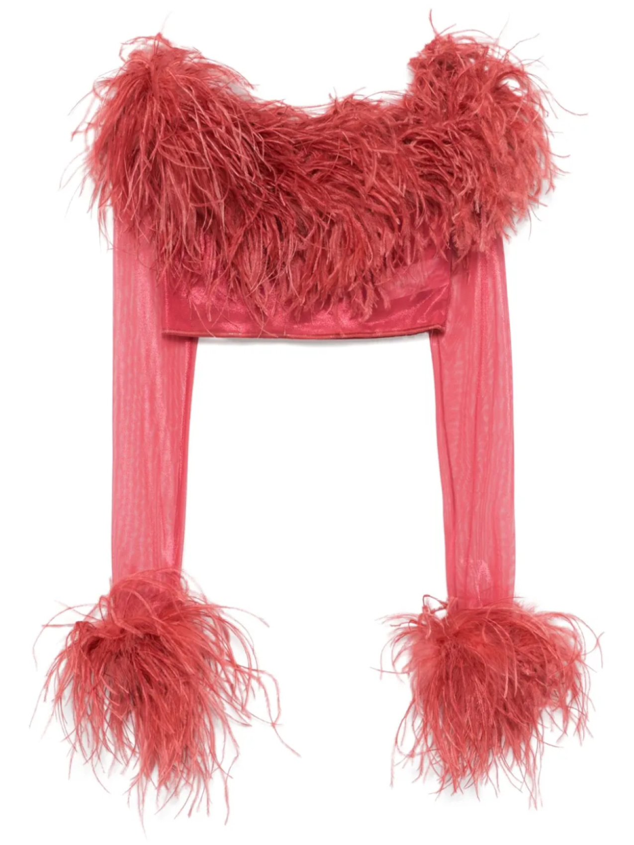 Укороченный топ Oséree с отделкой из перьев, красный
Укороченный топ Oséree с отделкой из перьев, красный