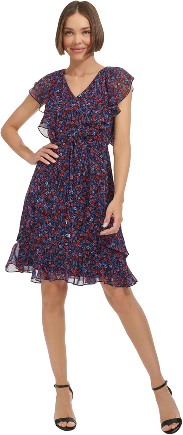 Женское шифоновое мини-платье Tommy Hilfiger с оборками и завязкой на талии, Sky Captain/Guava
Женское шифоновое мини-платье Tommy Hilfiger с оборками и завязкой на талии, Sky Captain/Guava