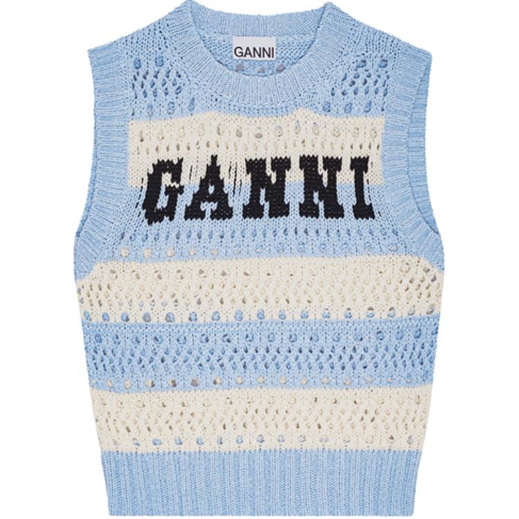 Вязаный топ в полоску GANNI, синий
Вязаный топ в полоску GANNI, синий
