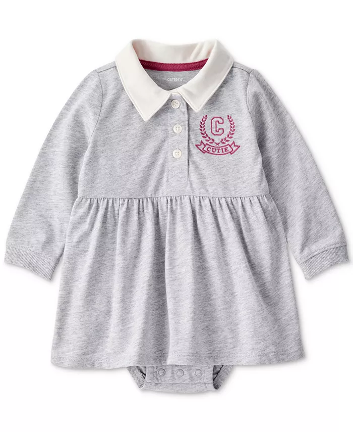 Платье-боди для девочек в стиле университетского поло Carter's, серый
Платье-боди для девочек в стиле университетского поло Carter's, серый