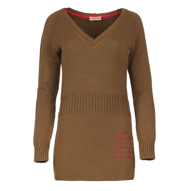 Вязаное платье-туника с ребристой талией Conquista, коричневый
Вязаное платье-туника с ребристой талией Conquista, коричневый