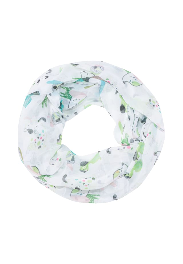 Шарф-Петля нала мягкая тонкая и легкая петля с рисунком собаки Seasons Of April, белый 
Шарф-Петля нала мягкая тонкая и легкая петля с рисунком собаки Seasons Of April, белый