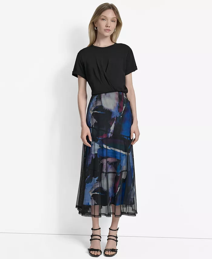 Женское платье с юбкой и принтом в смешанной технике DKNY, синий
Женское платье с юбкой и принтом в смешанной технике DKNY, синий