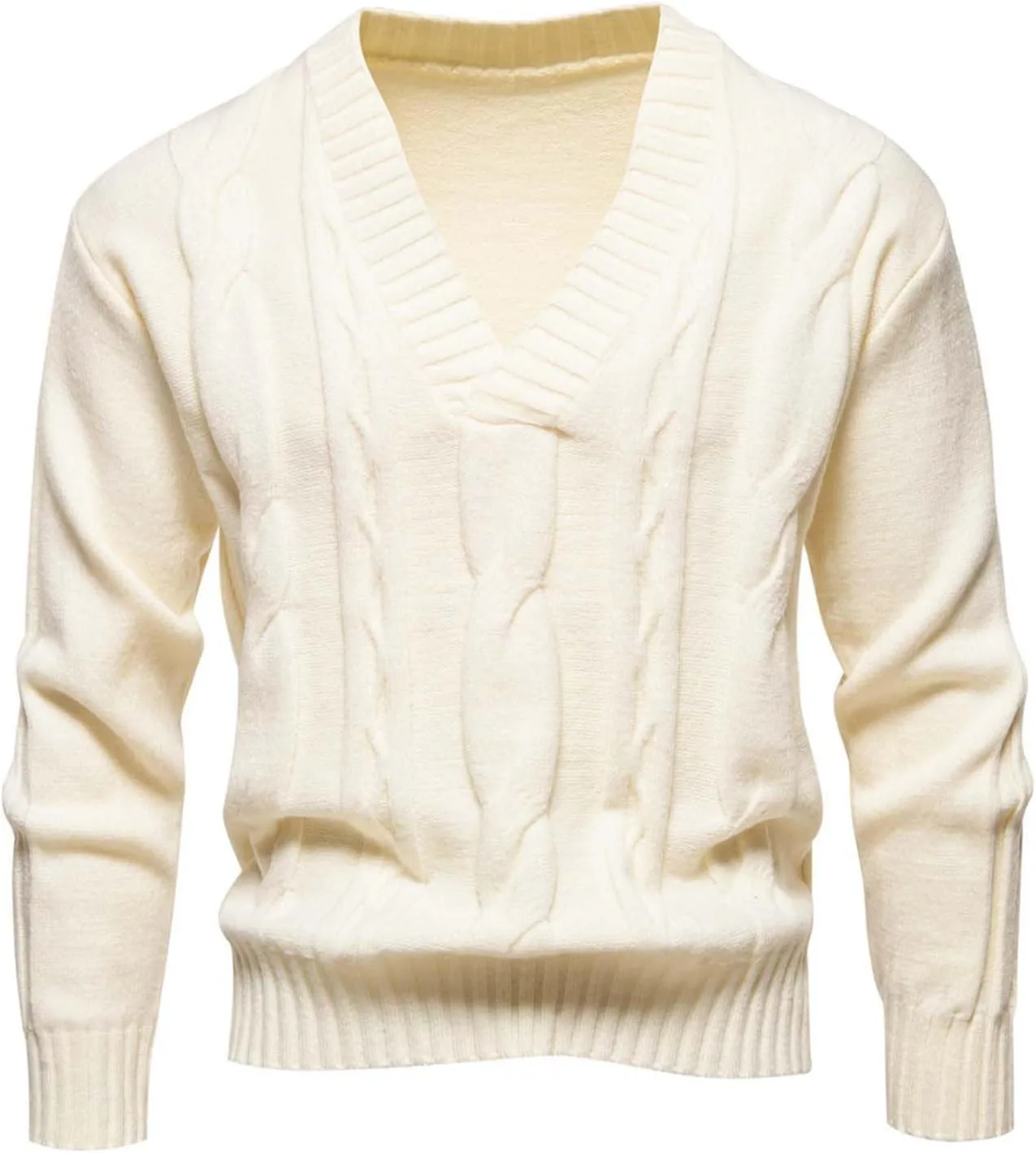 Мужской свитер с V-образным вырезом и косой вязкой AQAYL
Мужской свитер с V-образным вырезом и косой вязкой AQAYL