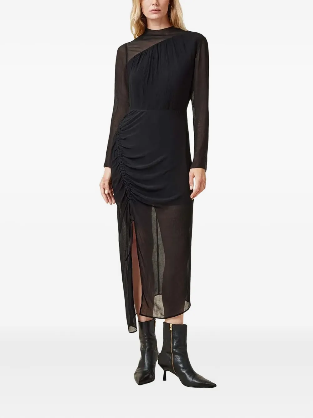 Платье с разрезом и складками Allsaints, черный
Платье с разрезом и складками Allsaints, черный