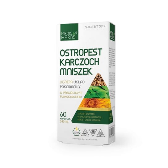 Расторопша, артишок, одуванчик 60 капсул Medica Herbs Пtxtym 
Расторопша, артишок, одуванчик 60 капсул Medica Herbs Пtxtym