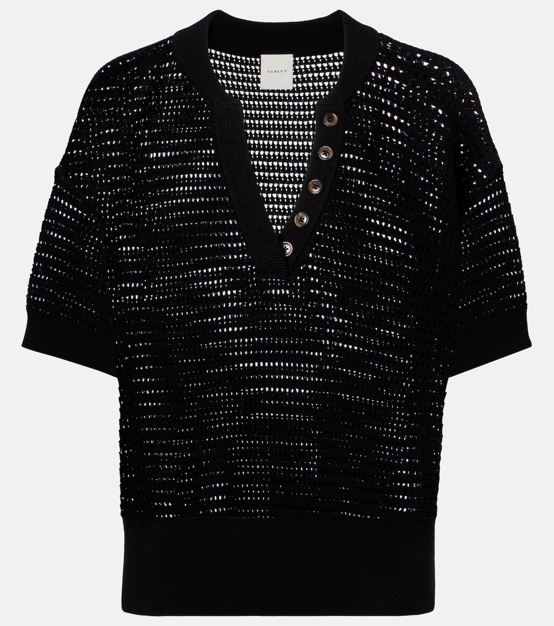 Калли топ из хлопковой сетки с открытой вязкой Varley, черный
Калли топ из хлопковой сетки с открытой вязкой Varley, черный