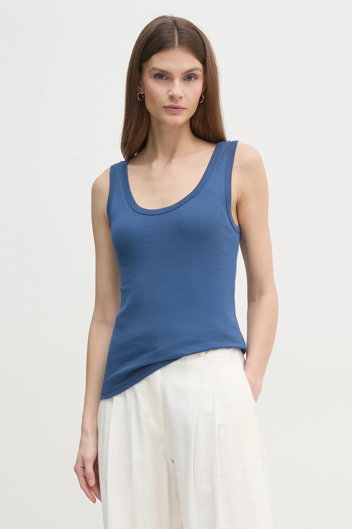 Хлопковый топ United Colors Of Benetton, синий 
Хлопковый топ United Colors Of Benetton, синий