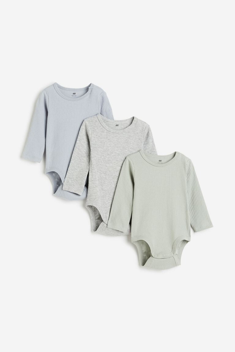 Набор из 3 боди в рубчик H&M, синий
Набор из 3 боди в рубчик H&M, синий
