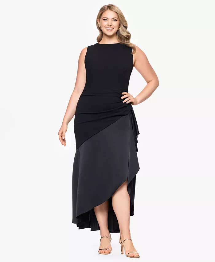 Платье больших размеров с комбинированным кроем и высоким-низким кроем Betsy & Adam, черный
Платье больших размеров с комбинированным кроем и высоким-низким кроем Betsy & Adam, черный