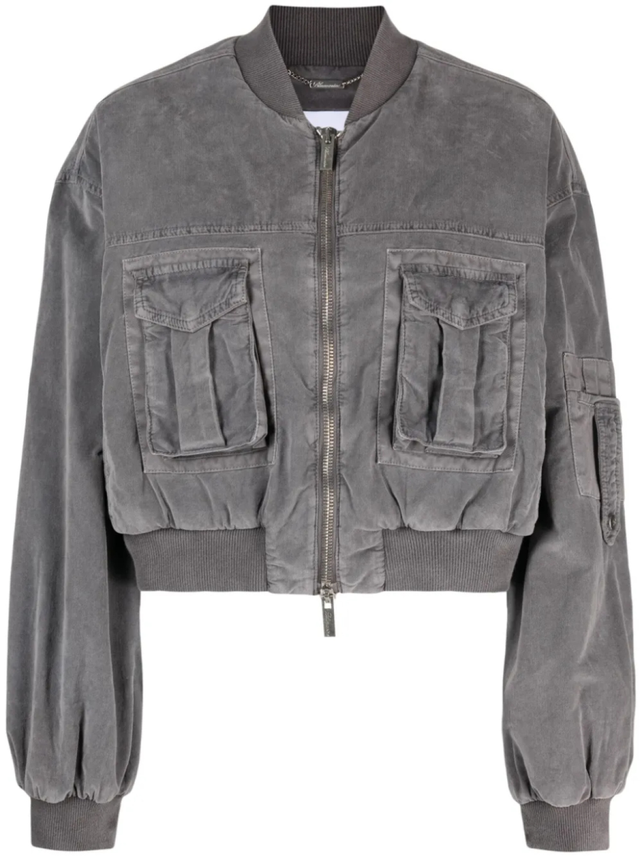 Blumarine бархатный бомбер с широкими рукавами, серый
Blumarine бархатный бомбер с широкими рукавами, серый