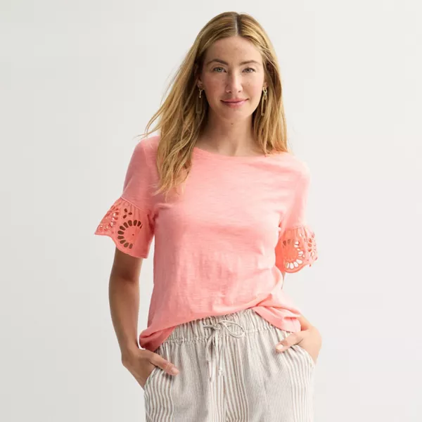 Женская футболка с короткими рукавами и люверсами Sonoma Goods For Life, цвет peach frenzy
Женская футболка с короткими рукавами и люверсами Sonoma Goods For Life, цвет peach frenzy