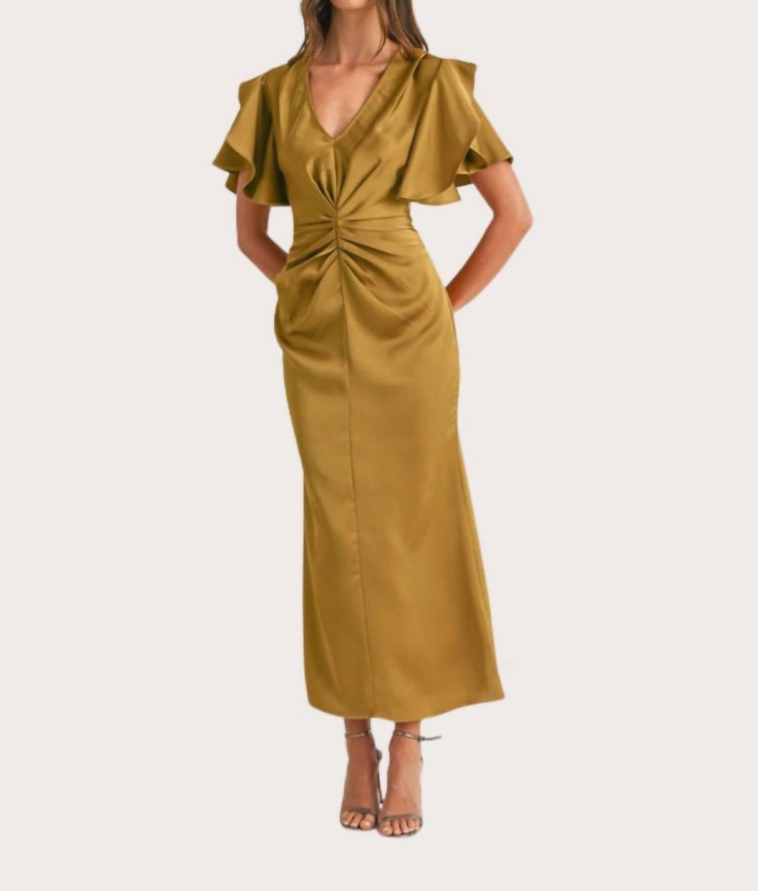 Платье миди Vicki Satin в золотом цвете MABLE
Платье миди Vicki Satin в золотом цвете MABLE