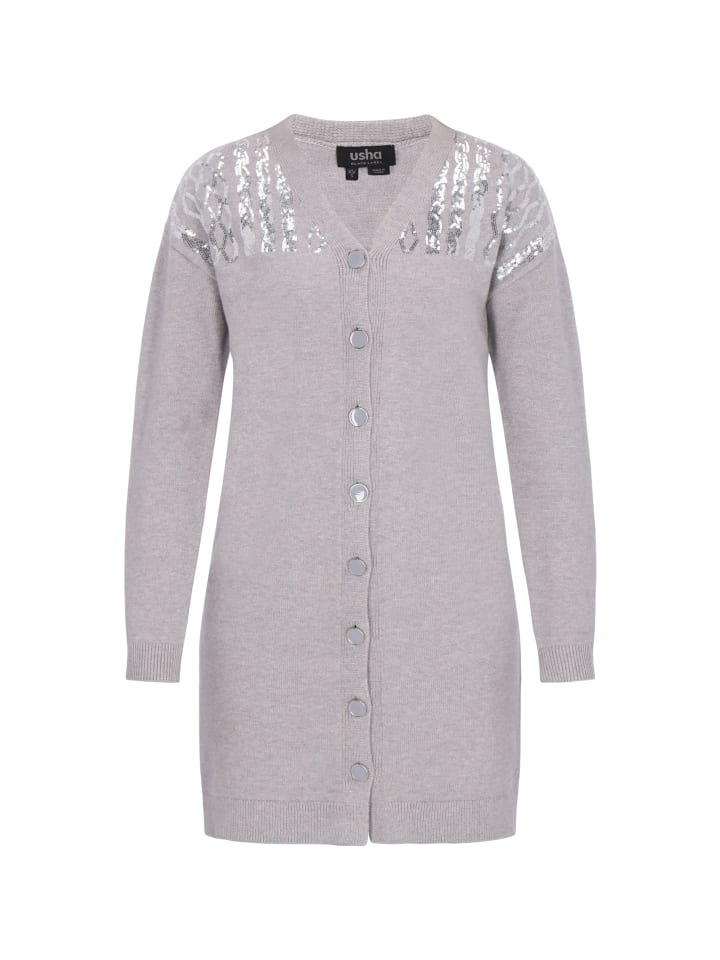 Женский кардиган серого меланжа usha BLACK LABEL
Женский кардиган серого меланжа usha BLACK LABEL