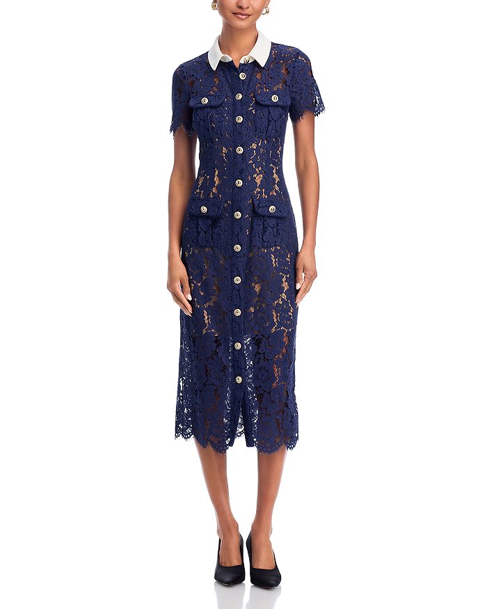 Платье миди с кружевным контрастным воротником цвета navy Self-Portrait, синий
Платье миди с кружевным контрастным воротником цвета navy Self-Portrait, синий