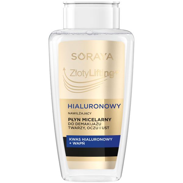 Гиалуроновая мицеллярная жидкость для снятия макияжа, 400 мл Soraya Złoty lifting
Гиалуроновая мицеллярная жидкость для снятия макияжа, 400 мл Soraya Złoty lifting