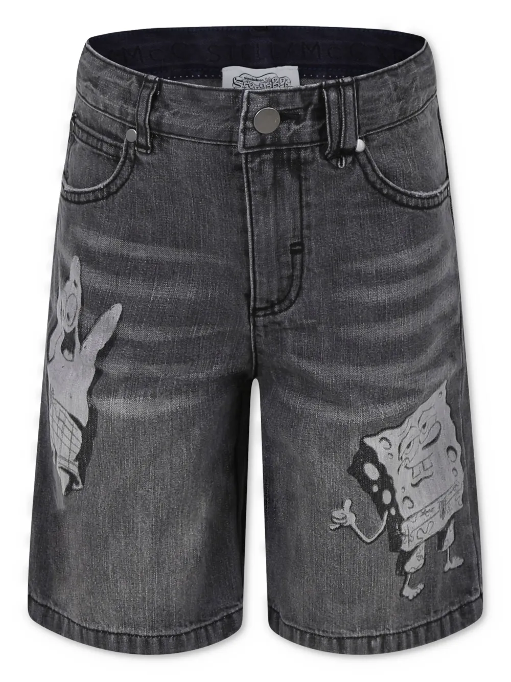 Джинсовые шорты с графичным принтом Stella McCartney Kids, серый 
Джинсовые шорты с графичным принтом Stella McCartney Kids, серый
