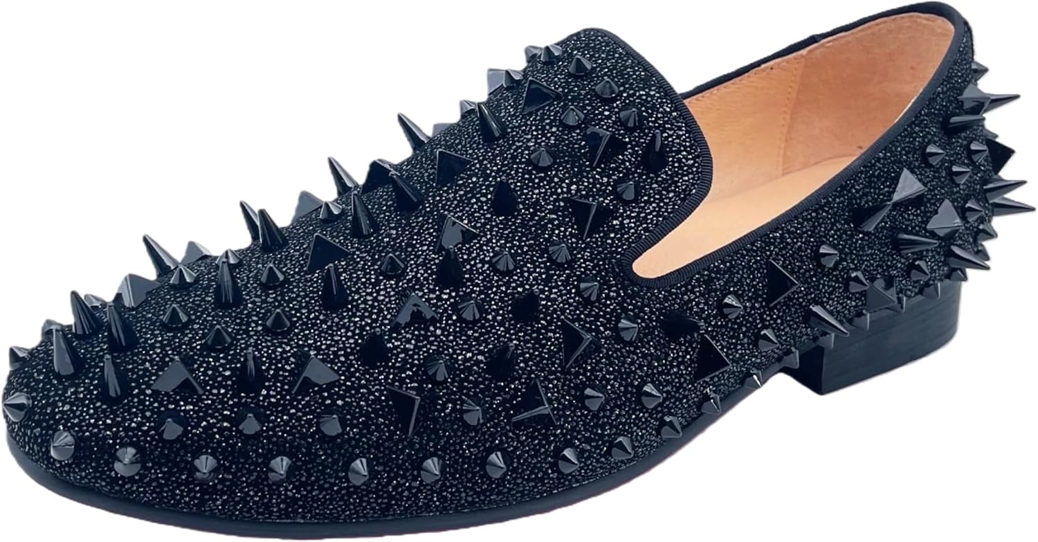 Мужские кожаные лоферы Justar с шипами, с отделкой заклепками, элегантные туфли без шнуровки, плоские, с длинными заклепками, для вечеринок, черный
Мужские кожаные лоферы Justar с шипами, с отделкой заклепками, элегантные туфли без шнуровки, плоские, с длинными заклепками, для вечеринок, черный