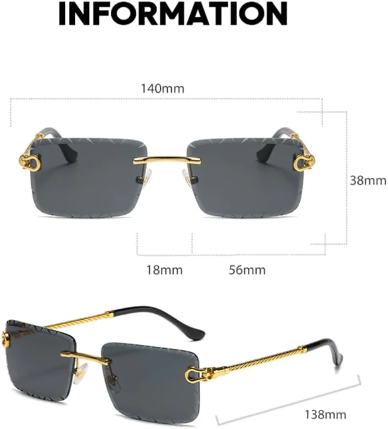 Женские солнцезащитные очки без оправы с полыми линзами, металлическими витыми дужками, цветные, для улицы, защита от УФ-излучения UV400 TVTBBVV, Golden Blue
Женские солнцезащитные очки без оправы с полыми линзами, металлическими витыми дужками, цветные, для улицы, защита от УФ-излучения UV400 TVTBBVV, Golden Blue