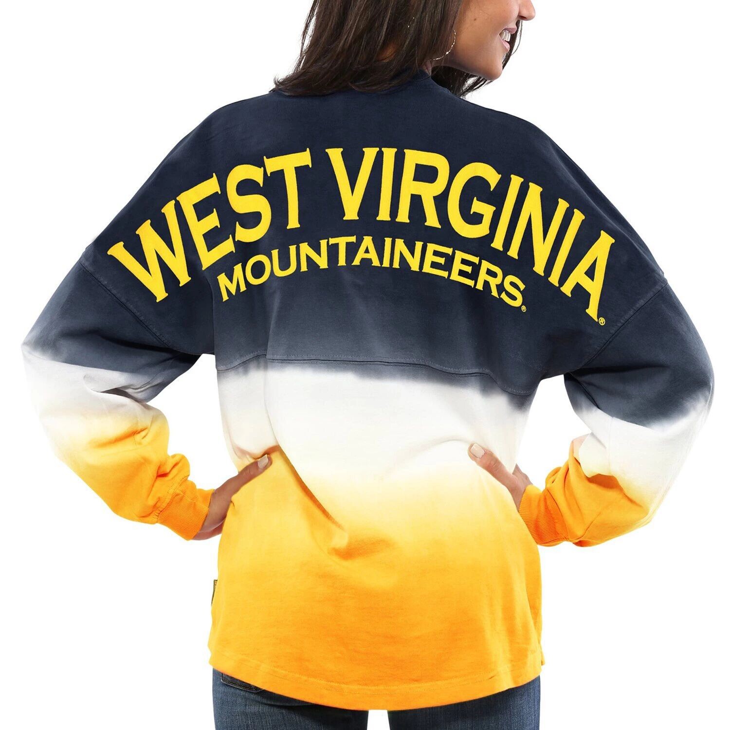 Женский темно-синий Джерси с длинными рукавами и омбре West Virginia Mountaineers Spirit, окрашенный погружением
Женский темно-синий Джерси с длинными рукавами и омбре West Virginia Mountaineers Spirit, окрашенный погружением