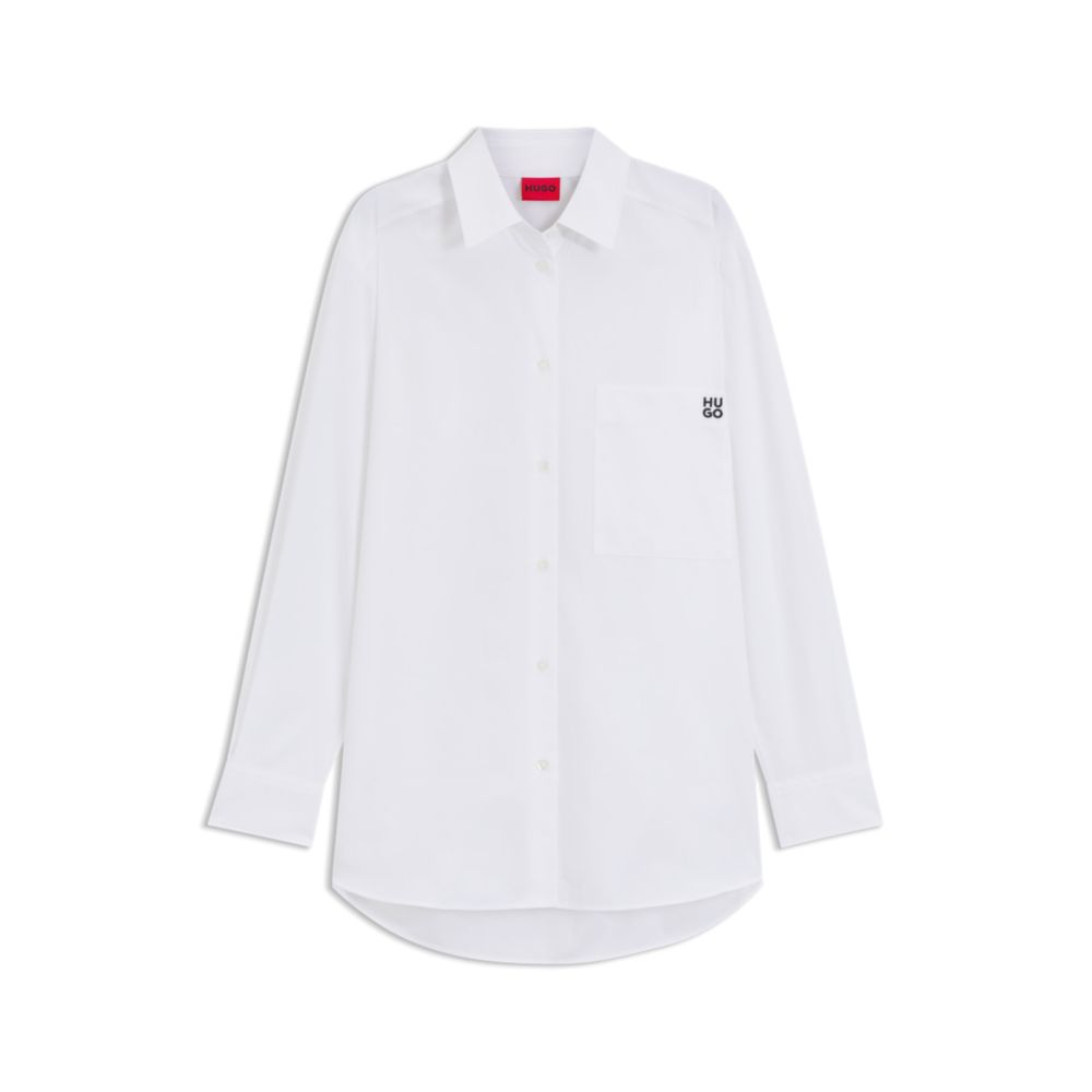 Свободная блуза из хлопкового полотна с вышитым логотипом HUGO, белый
Свободная блуза из хлопкового полотна с вышитым логотипом HUGO, белый