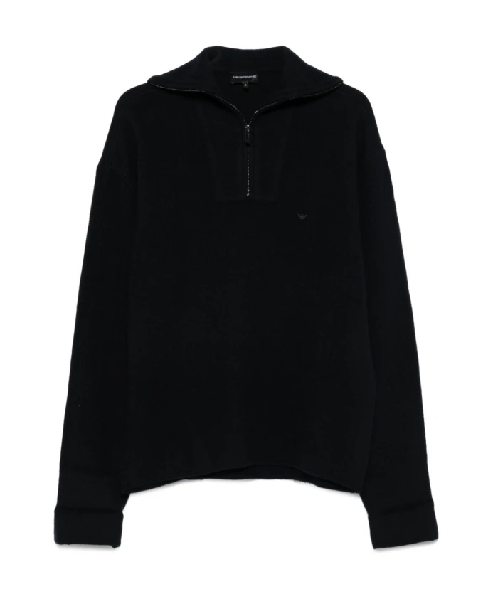 Синий шелковый и нейлоновый пуловер Emporio Armani, синий
Синий шелковый и нейлоновый пуловер Emporio Armani, синий