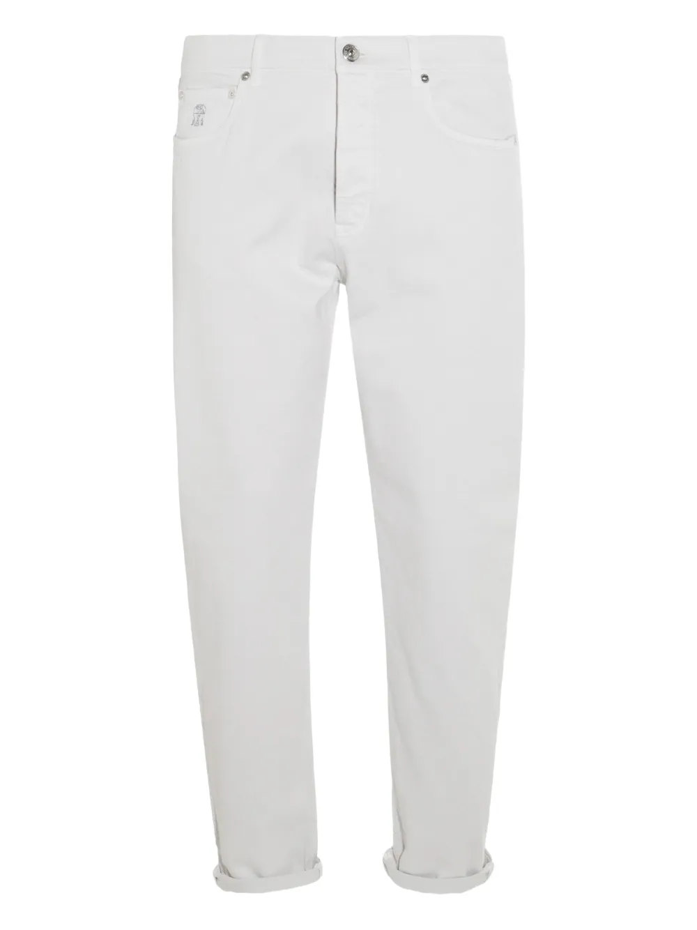 Зауженные брюки с нашивкой-логотипом Brunello Cucinelli, белый
Зауженные брюки с нашивкой-логотипом Brunello Cucinelli, белый