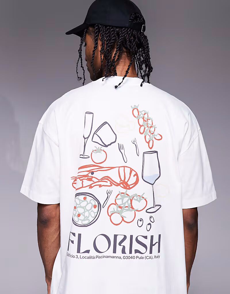 Футболка ASOS DESIGN свободного кроя с принтом еды белого цвета
Футболка ASOS DESIGN свободного кроя с принтом еды белого цвета