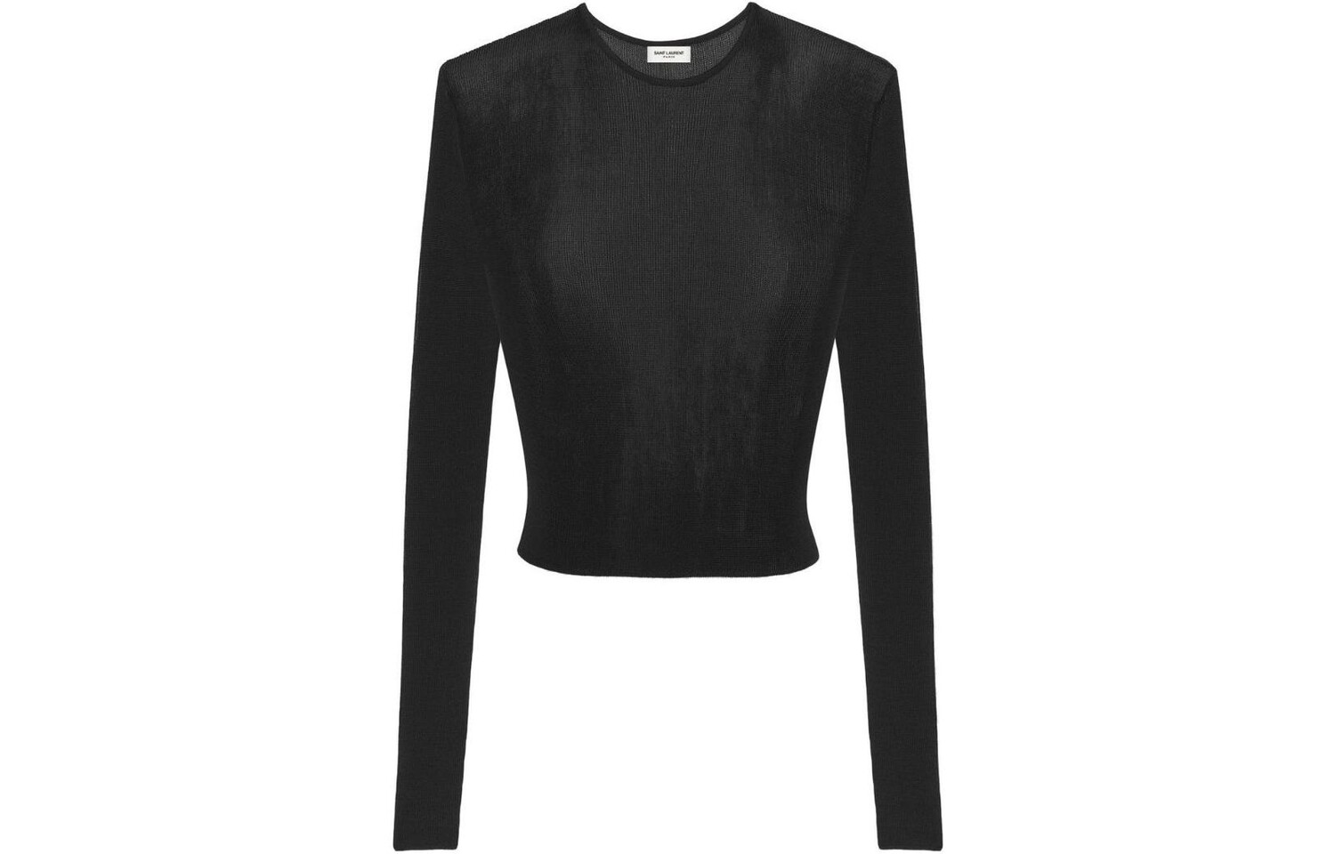 Топ укороченный в рубчик Saint Laurent с круглым вырезом, черный
Топ укороченный в рубчик Saint Laurent с круглым вырезом, черный