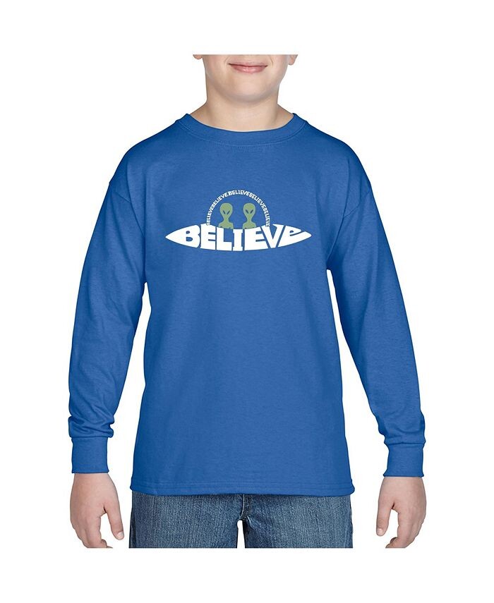 Believe UFO — детская футболка с длинными рукавами и надписью Word Art для мальчиков LA Pop Art, синий
Believe UFO — детская футболка с длинными рукавами и надписью Word Art для мальчиков LA Pop Art, синий