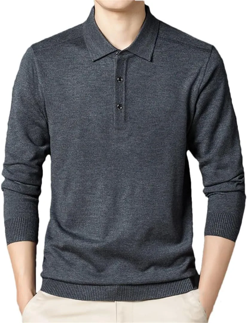 Мужской осенний свитер-поло с длинным рукавом из шерстяной смеси
Мужской осенний свитер-поло с длинным рукавом из шерстяной смеси
