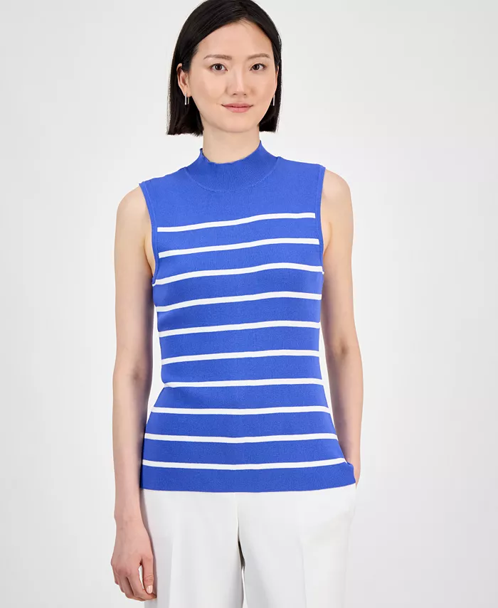 Женский полосатый трикотажный топ с воротником-стойкой Tahari ASL, синий
Женский полосатый трикотажный топ с воротником-стойкой Tahari ASL, синий