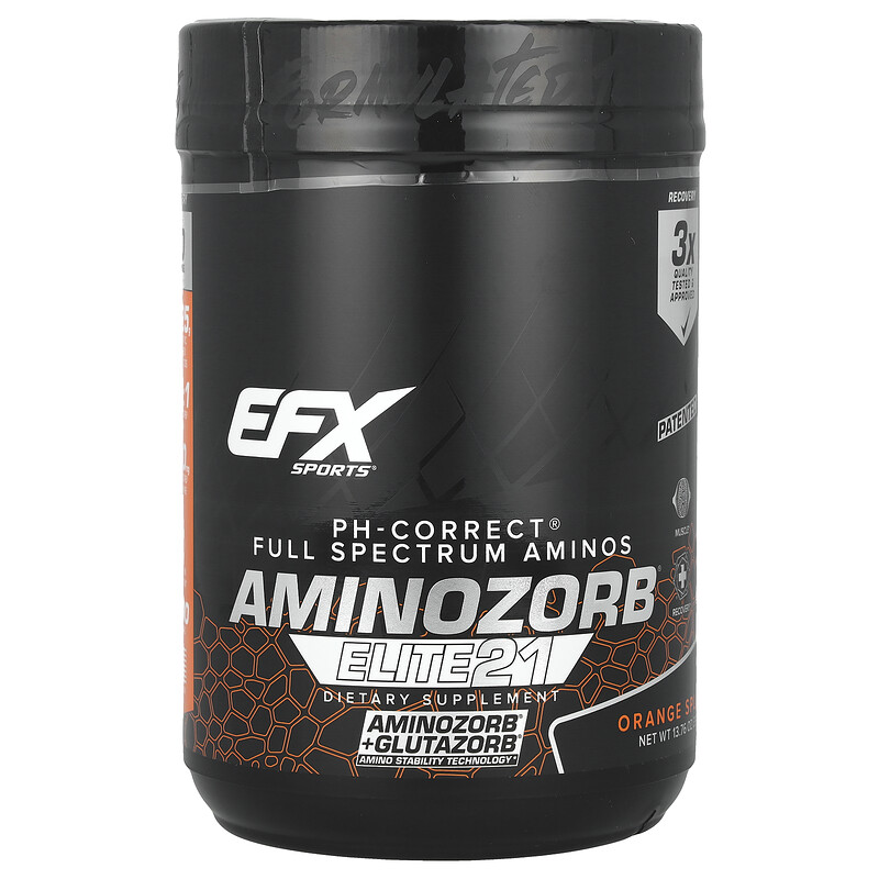EFX Sports, AminoZorb Elite 21, апельсиновый всплеск, 390 г (13,76 унции)
EFX Sports, AminoZorb Elite 21, апельсиновый всплеск, 390 г (13,76 унции)