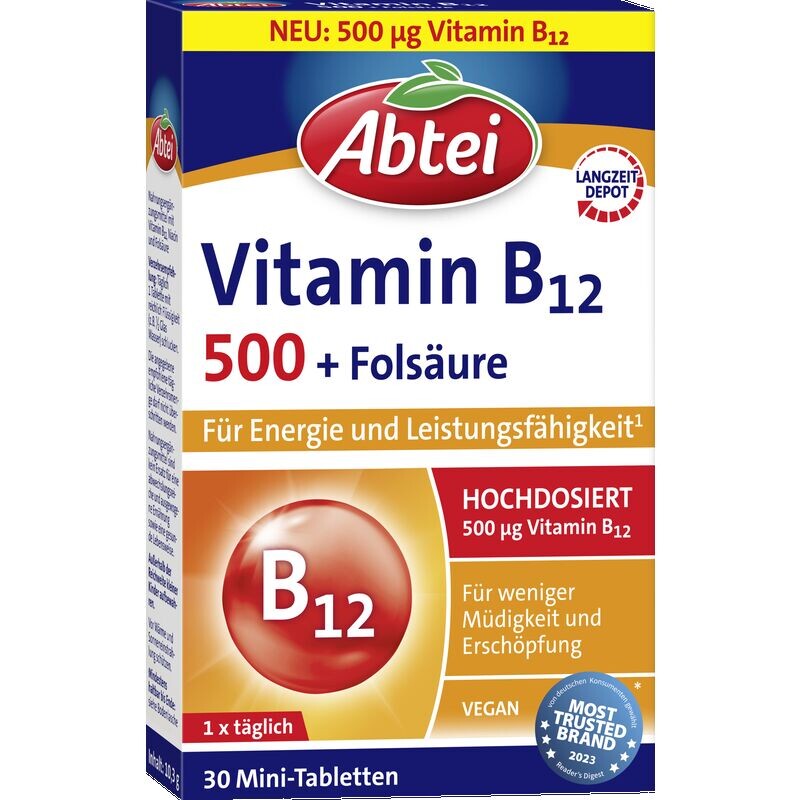 Витамин B12 500 + фолиевая кислота мини-таблетки Abtei, 10,3 g
Витамин B12 500 + фолиевая кислота мини-таблетки Abtei, 10,3 g